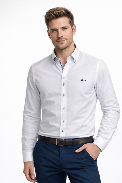 Dario Beltran Balas Long Sleeve Casual Shirt - White