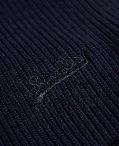 Mens Superdry Knitted Logo Beanie Hat - Eclipse Navy Grit