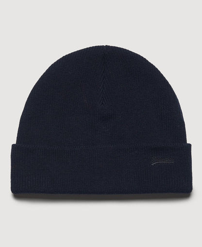 Mens Superdry Knitted Logo Beanie Hat - Eclipse Navy Grit