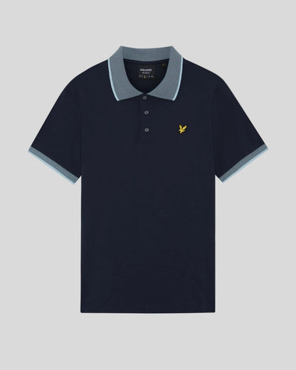 Lyle & Scott Birdseye Collar Polo Shirt - Dark Navy/Light Blue