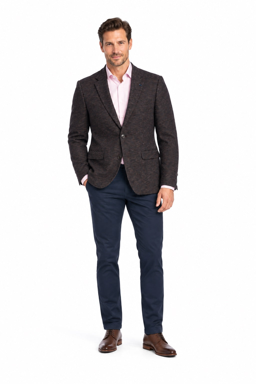 White Label Tapered Fit Textured Blazer - Burgundy