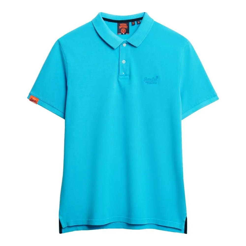 Superdry Vintage Destroy Polo Shirt - Blue Lagoon