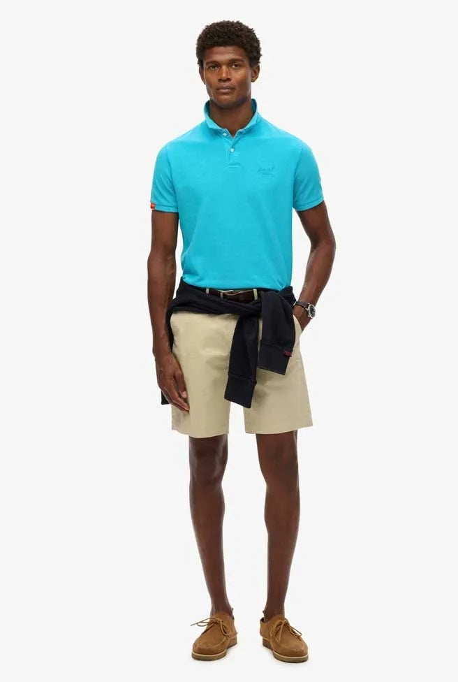 Superdry Vintage Destroy Polo Shirt - Blue Lagoon