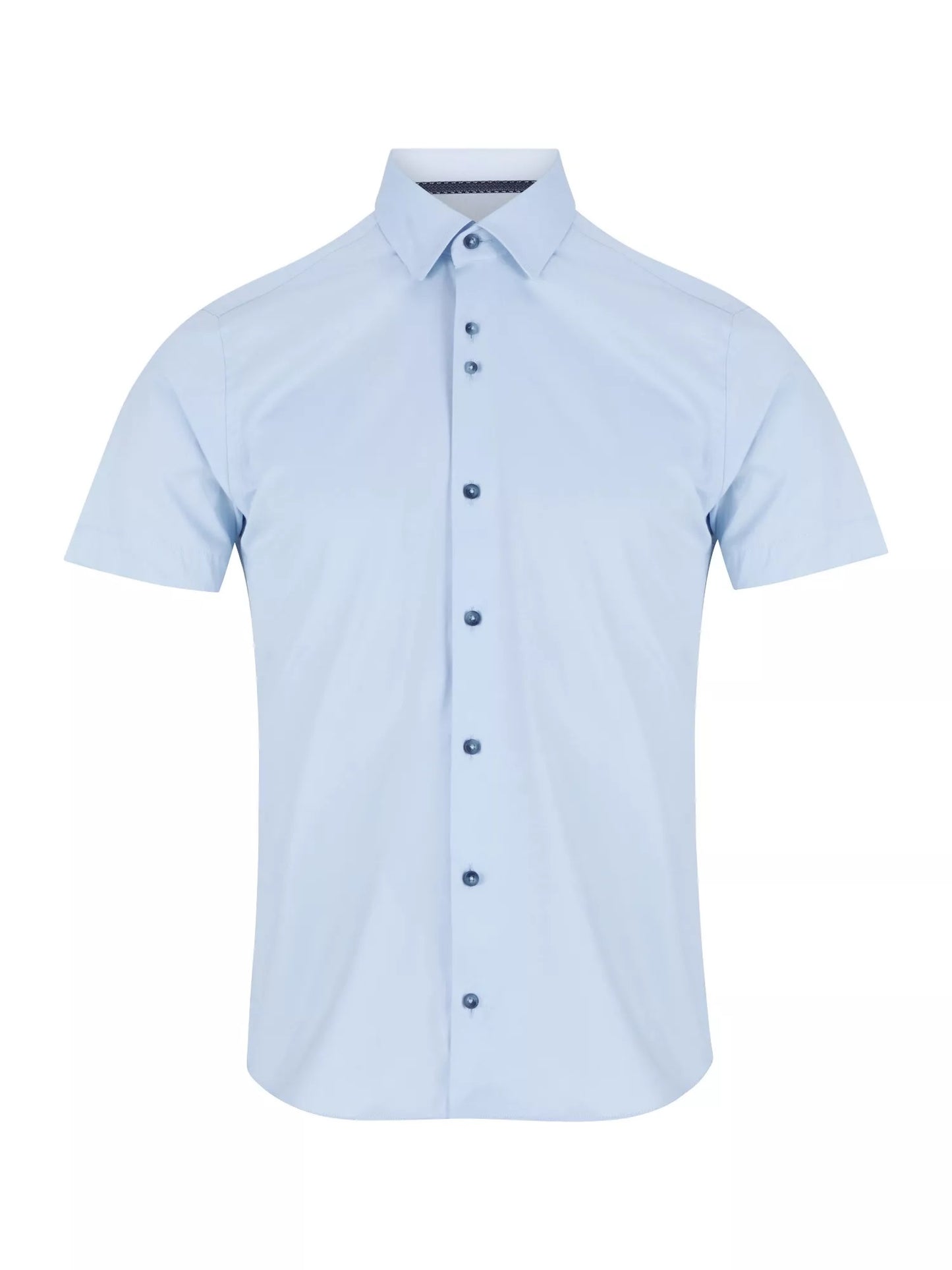 Remus Uomo Parker Short Sleeve Formal Shirt With Stretch - Blue
