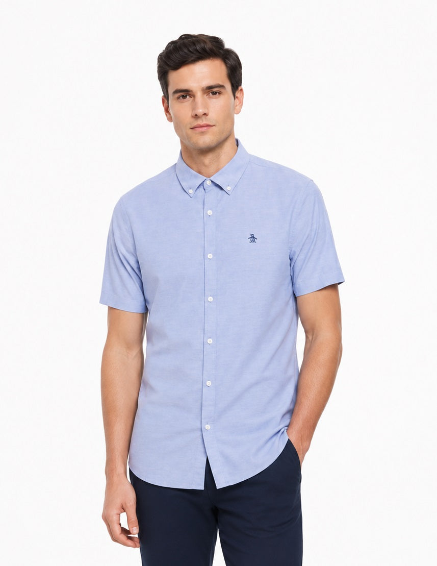 Original Penguin Ecovero Oxford Stretch Short Sleeve Shirt - Amparo Blue