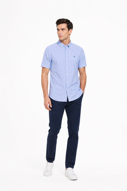 Original Penguin Ecovero Oxford Stretch Short Sleeve Shirt - Amparo Blue