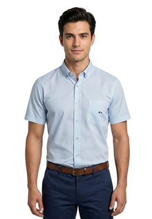 Dario Beltran Bolso Non-Iron Short Sleeve Casual Shirt - Blue