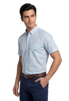 Dario Beltran Bolso Non-Iron Short Sleeve Casual Shirt - Blue