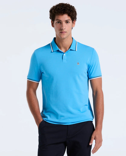 Original Penguin Sticker Pete Tipped Pique Polo Shirt - Bonnie Blue