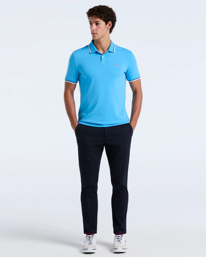 Original Penguin Sticker Pete Tipped Pique Polo Shirt - Bonnie Blue