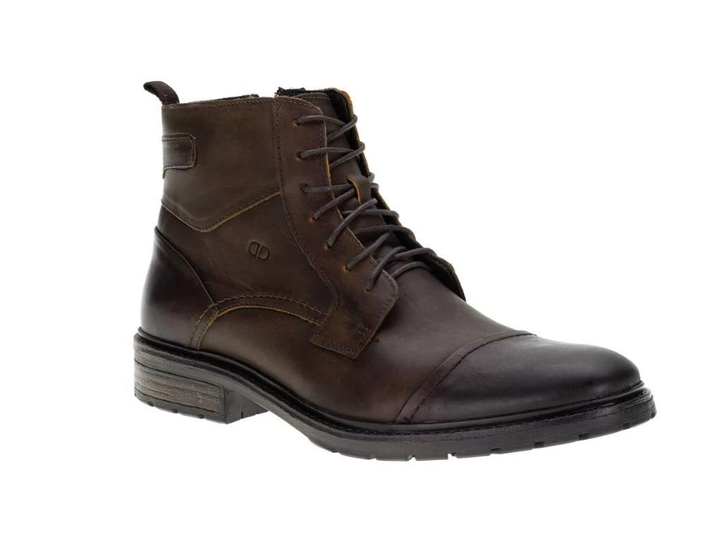 Democrata Garage Lace Up Leather Toe Cap Boot - Brown