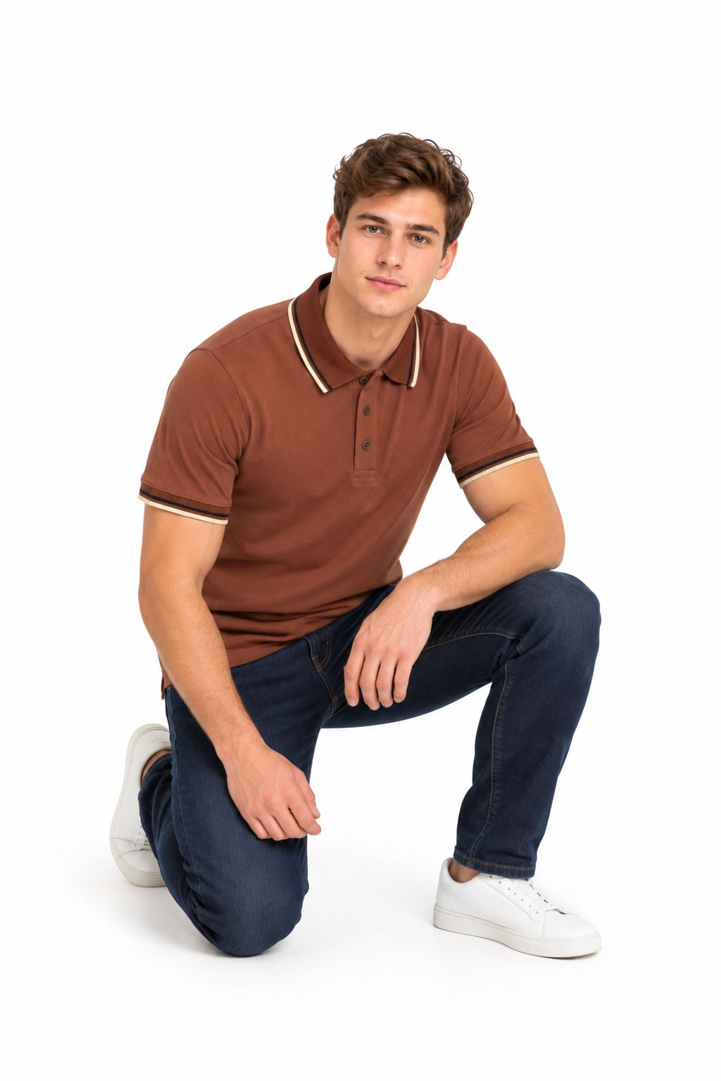 Mish Mash Boulder Polo Shirt - Cinnamon