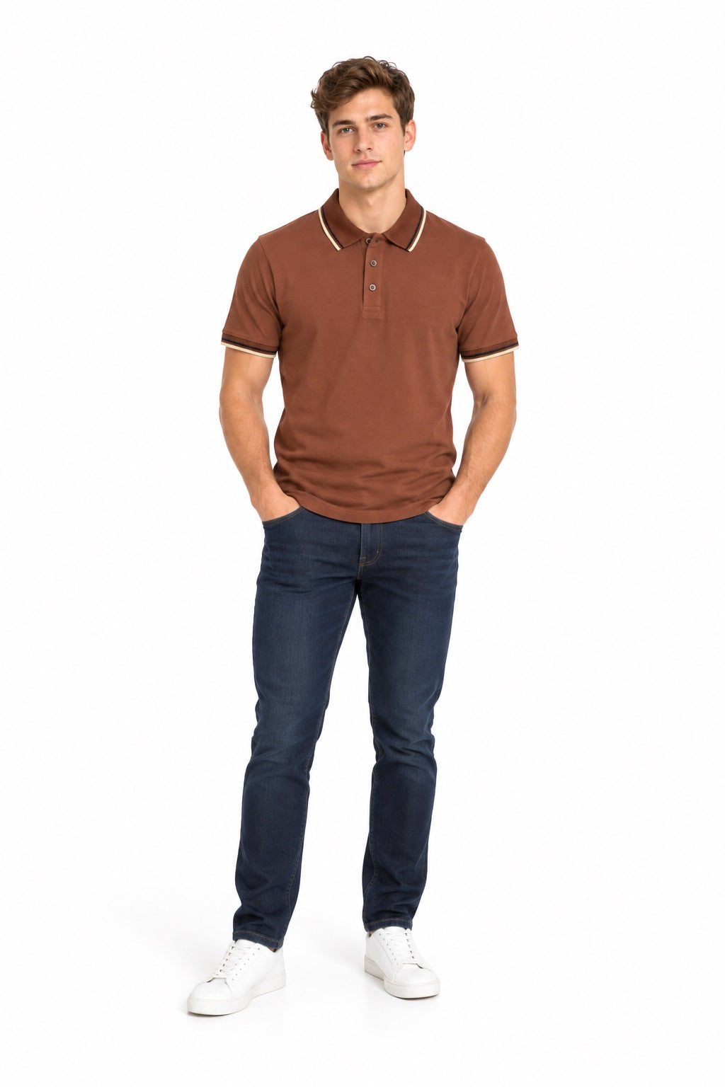Mish Mash Boulder Polo Shirt - Cinnamon