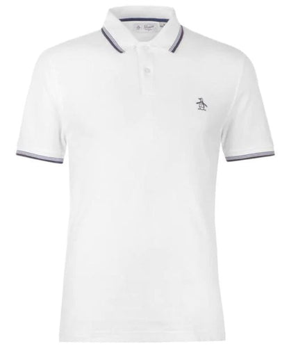 Original Penguin Short Sleeve Tipped Polo Shirt - Bright White/Navy