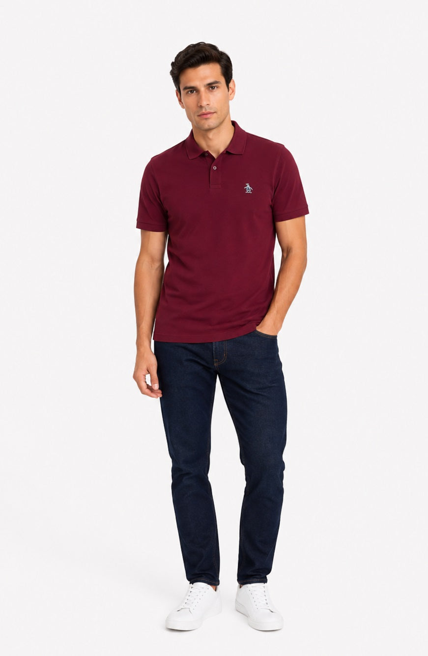Original Penguin Raised Rib Short Sleeve Polo Shirt - Tawny Port
