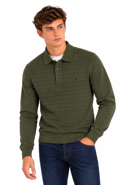 Tom Penn Button Neck Sweater - Olive