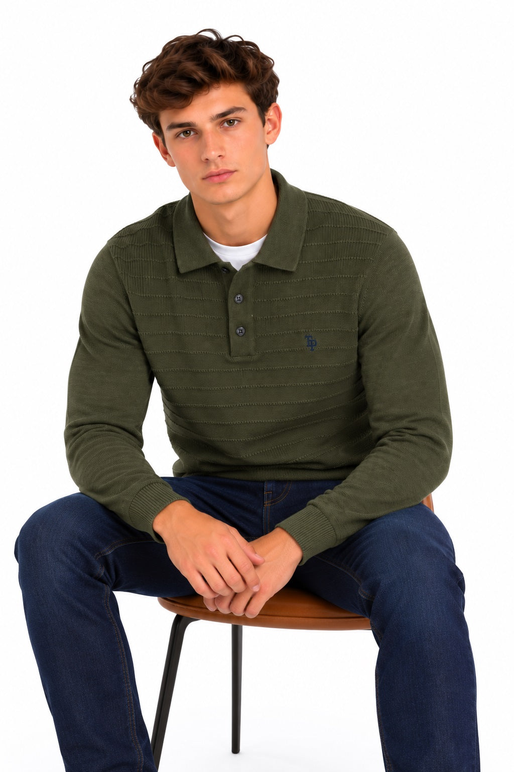 Tom Penn Button Neck Sweater - Olive