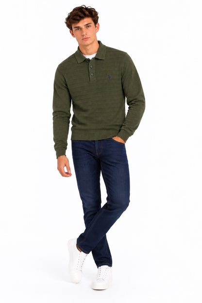 Tom Penn Button Neck Sweater - Olive