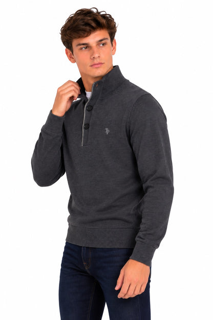 Tom Penn Button Neck Sweater - Indigo