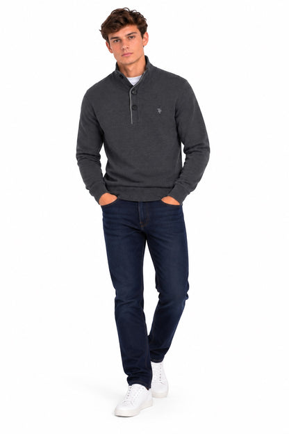 Tom Penn Button Neck Sweater - Indigo