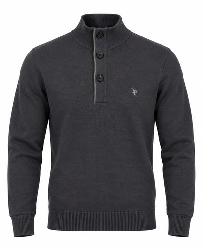 Tom Penn Button Neck Sweater - Indigo