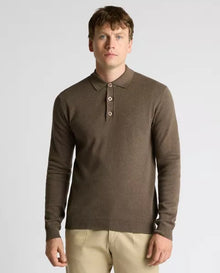 Remus Uomo Long Sleeve 3 Button Sweater - Brown