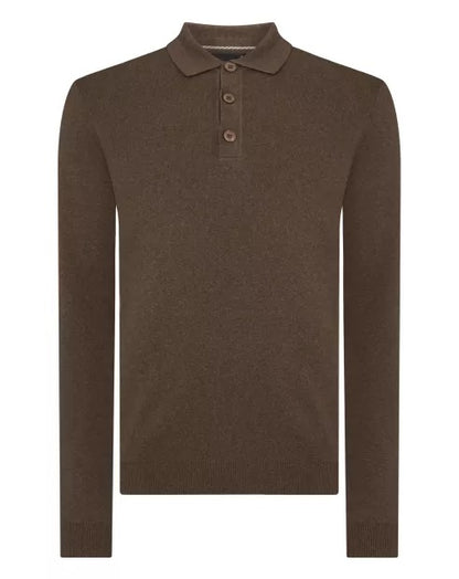 Remus Uomo Long Sleeve 3 Button Sweater - Brown