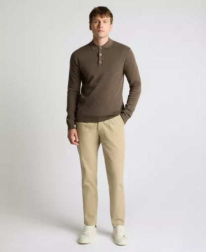 Remus Uomo Long Sleeve 3 Button Sweater - Brown