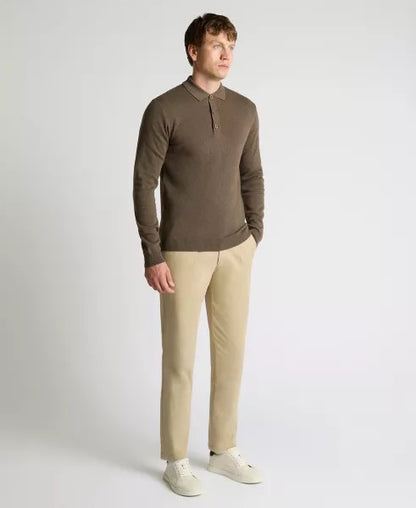 Remus Uomo Long Sleeve 3 Button Sweater - Brown