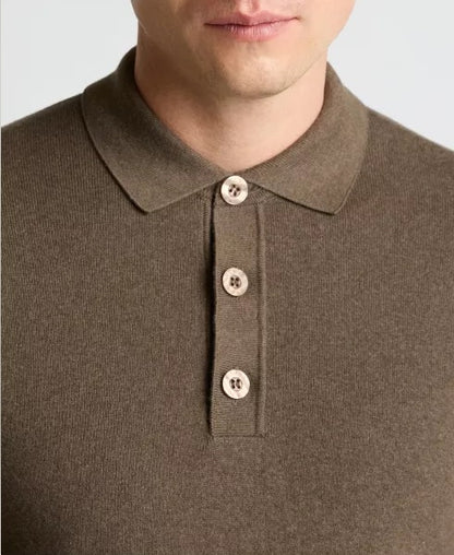 Remus Uomo Long Sleeve 3 Button Sweater - Brown