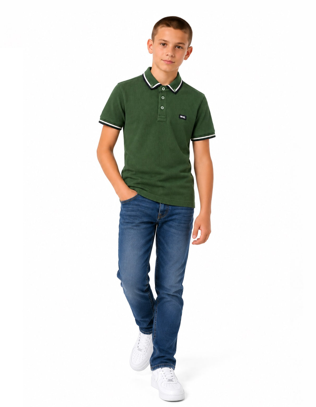 Boys Diesel Callen Polo Shirt - Olive