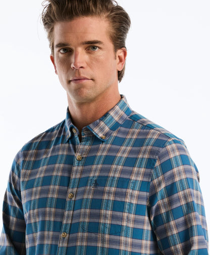 Original Penguin Twill Plaid Long Sleeve Check Shirt - Turkish Tile