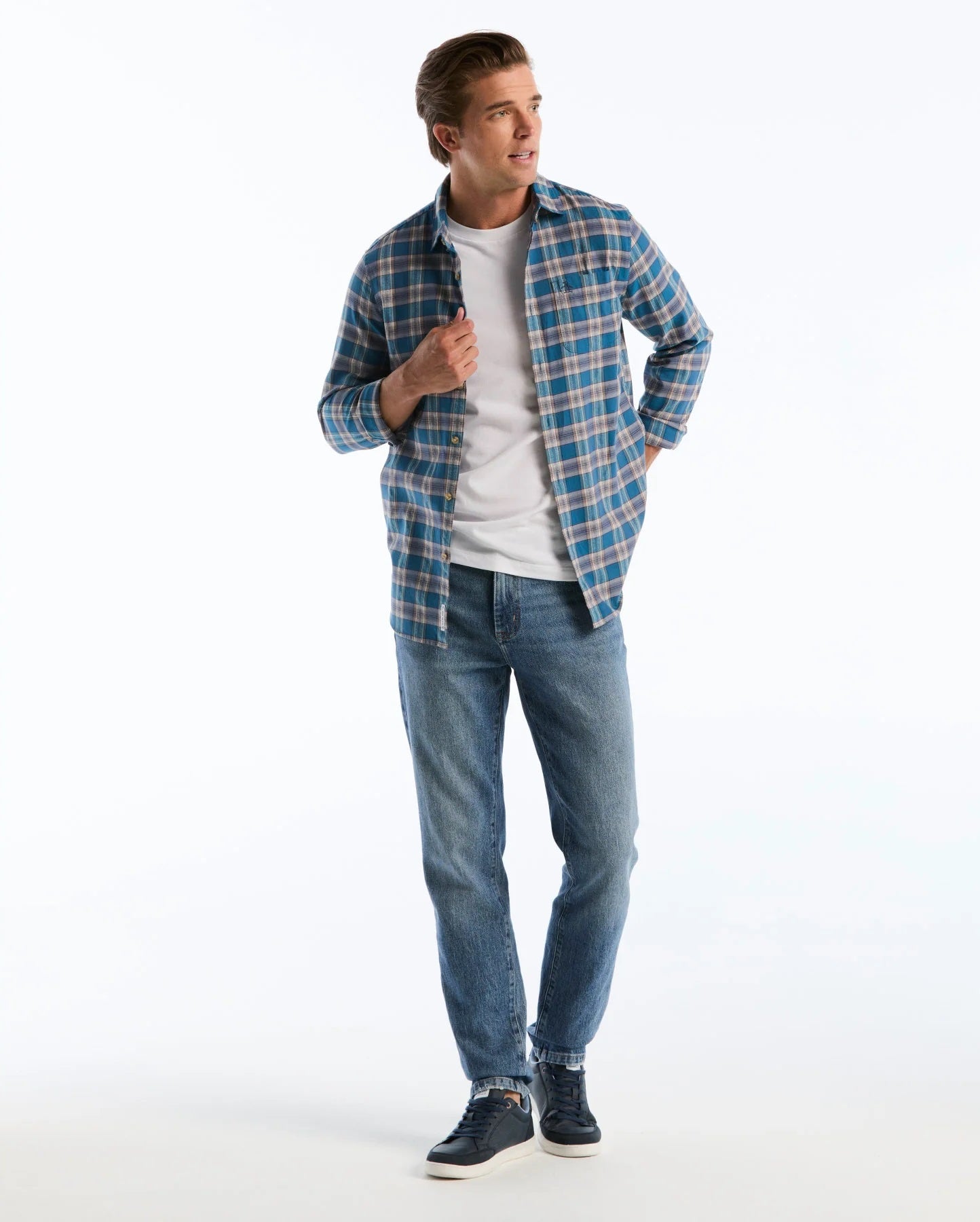 Original Penguin Twill Plaid Long Sleeve Check Shirt - Turkish Tile