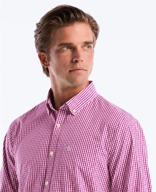 Original Penguin Long Sleeve Gingham Check Shirt - Magenta Haze