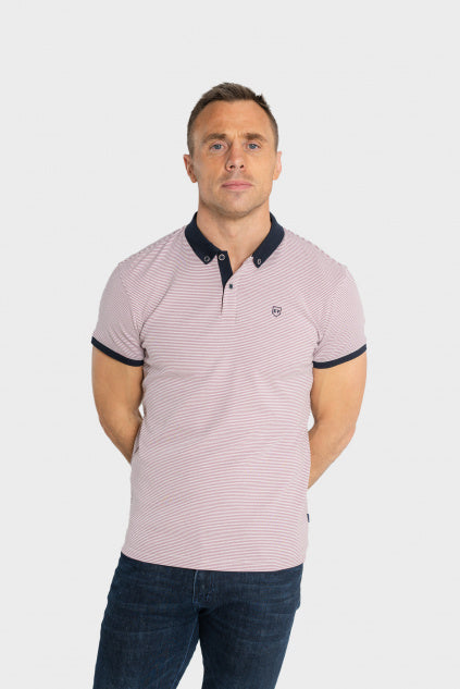 XV KINGS Chorley Polo Shirt - Mauve Stripe