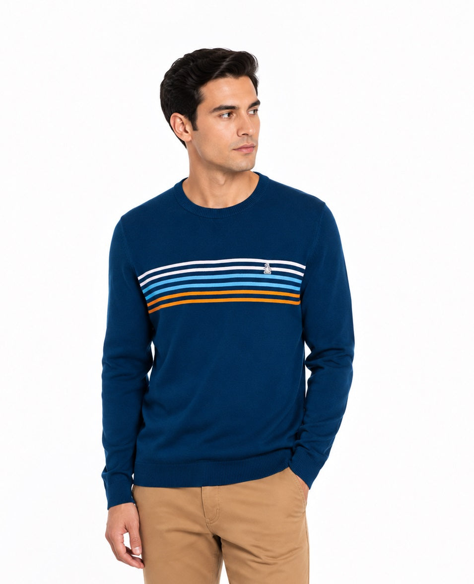 Original Penguin Stripe Jumper - Poseidon Blue