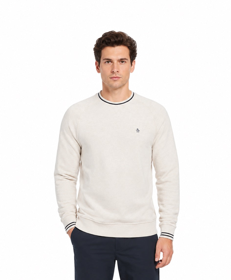 Original Penguin French Terry Crew Neck Sweatshirt - Birch Jasper Heather