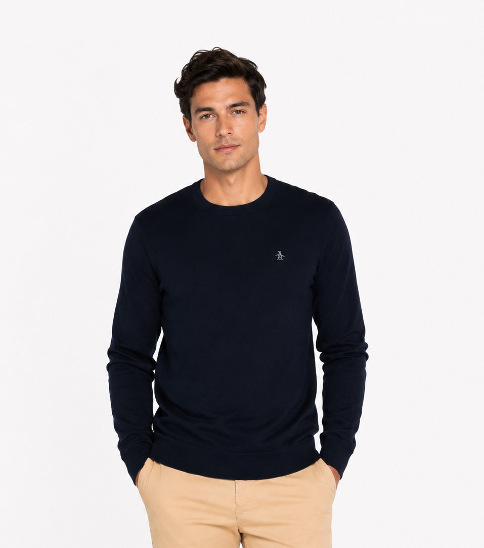 Original Penguin Lightweight Crew Neck Sweater - Dark Sapphire