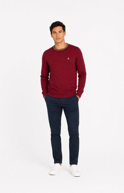 Original Penguin Knitted Crew Neck Sweater - Cabernet