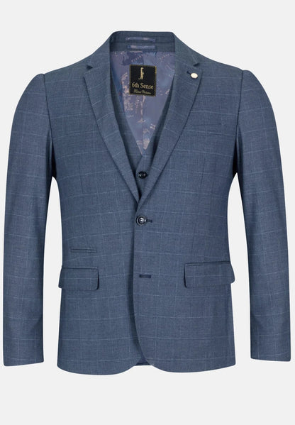6th Sense 3 Piece Tapered Suit - Crystal Blue