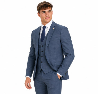 6th Sense 3 Piece Tapered Suit - Crystal Blue