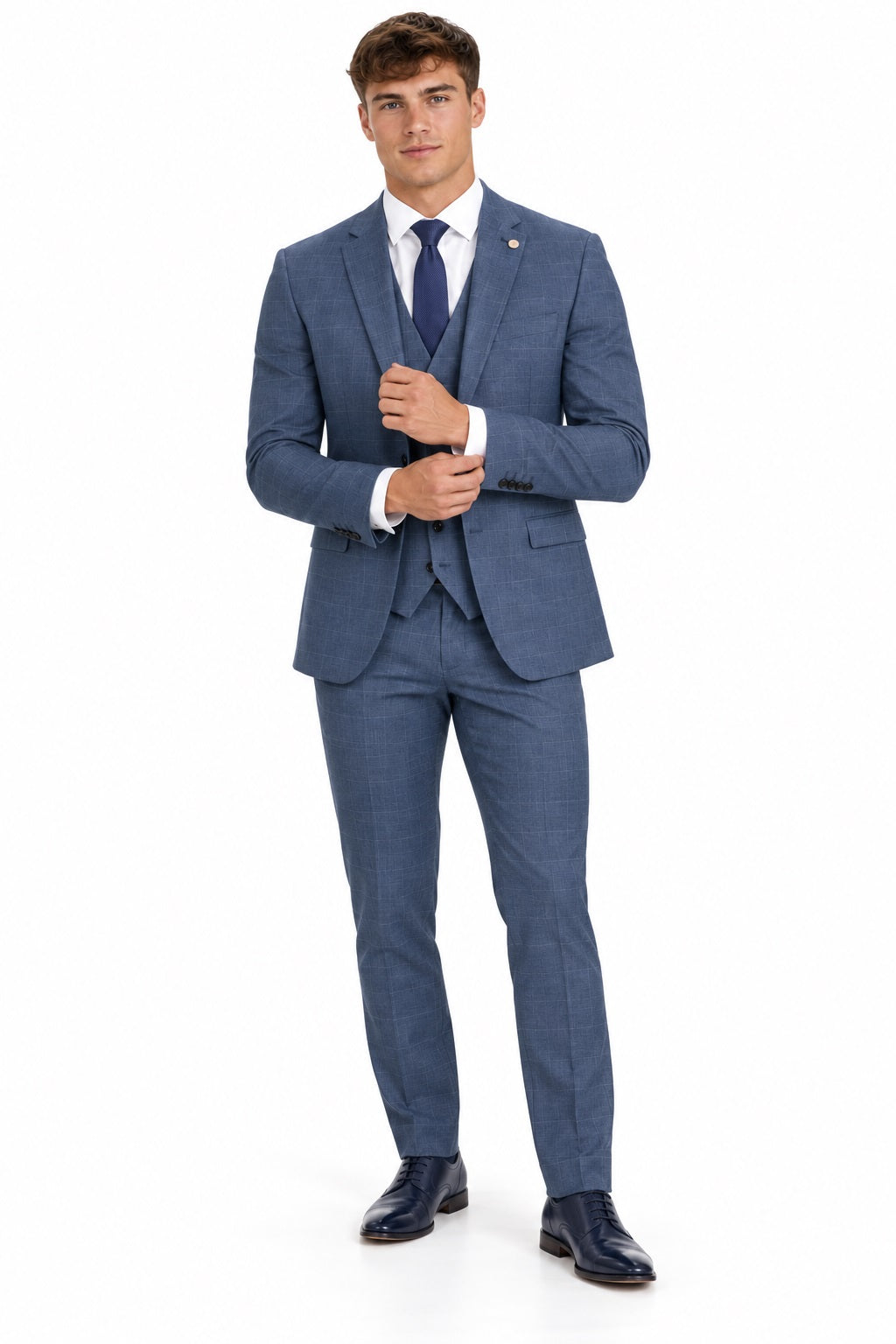6th Sense 3 Piece Tapered Suit - Crystal Blue
