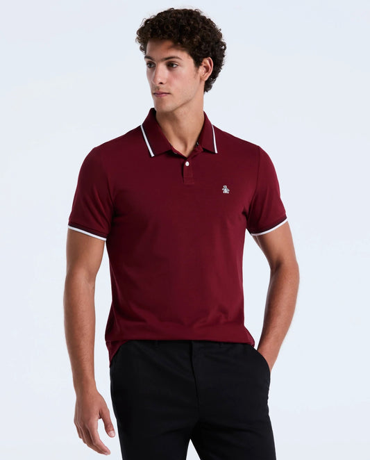 Original Penguin Sticker Pete Tipped Pique Polo Shirt - Cabernet