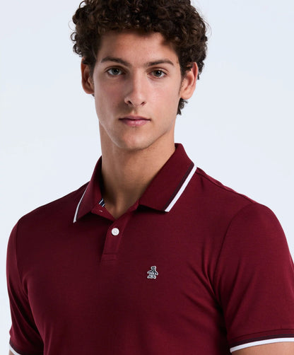 Original Penguin Sticker Pete Tipped Pique Polo Shirt - Cabernet