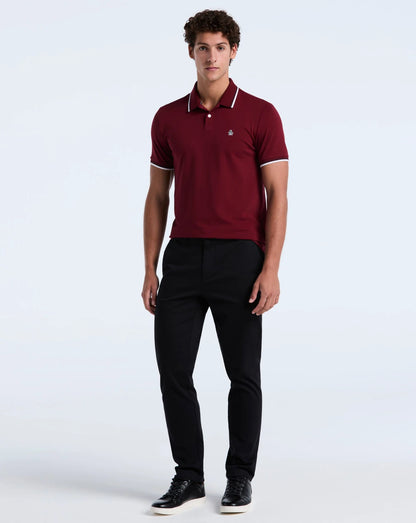 Original Penguin Sticker Pete Tipped Pique Polo Shirt - Cabernet