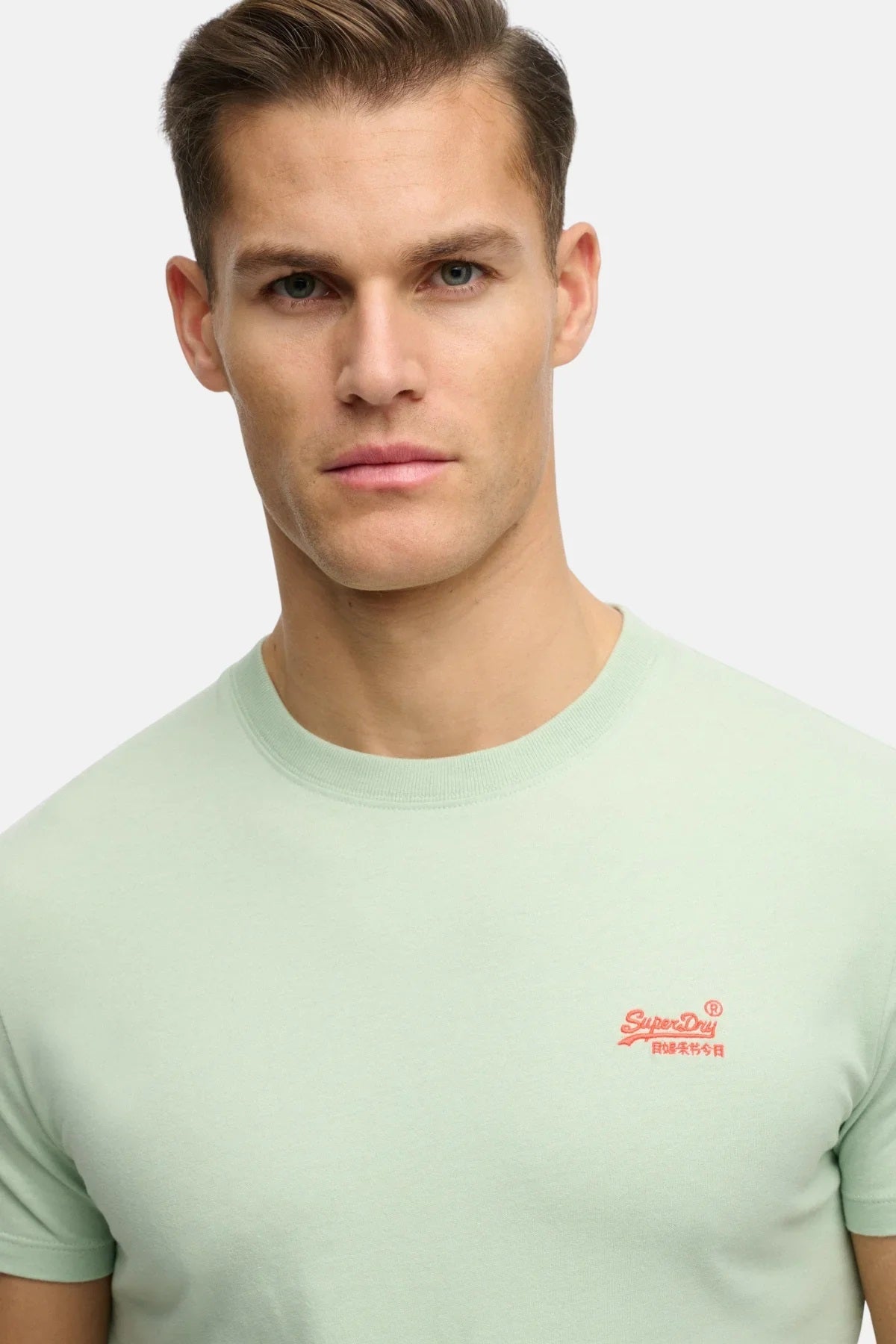 Superdry Cotton Essential Logo Embroidered T-Shirt - Cameo Green/Red