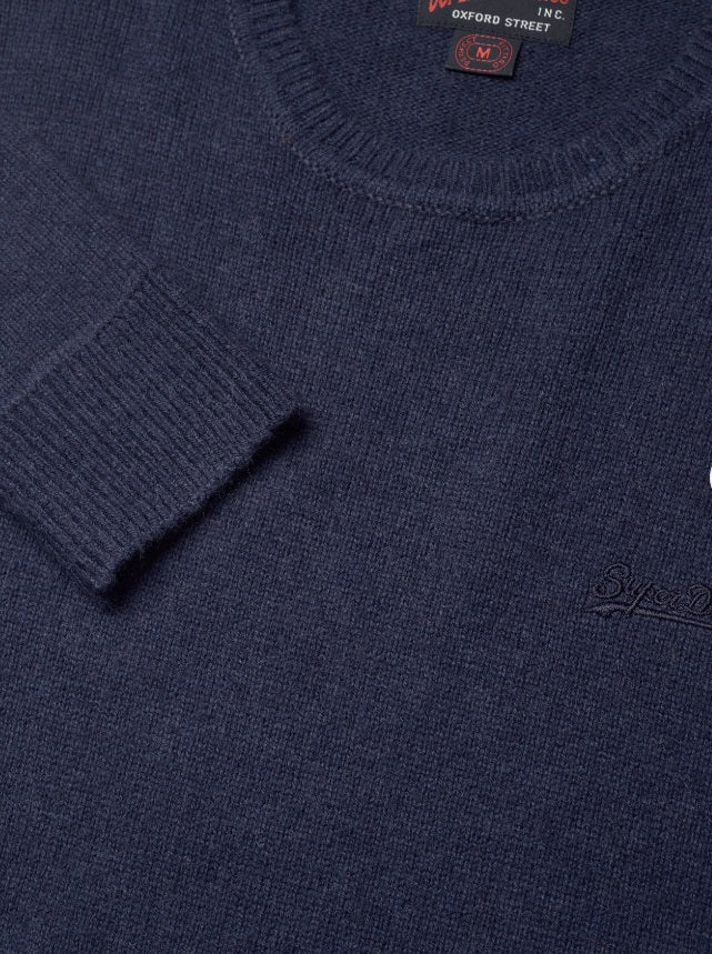 Superdry Essential Slim Fit Crew Jumper - Bright Blue Marl