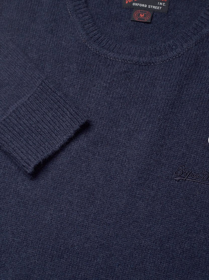 Superdry Essential Slim Fit Crew Jumper - Bright Blue Marl
