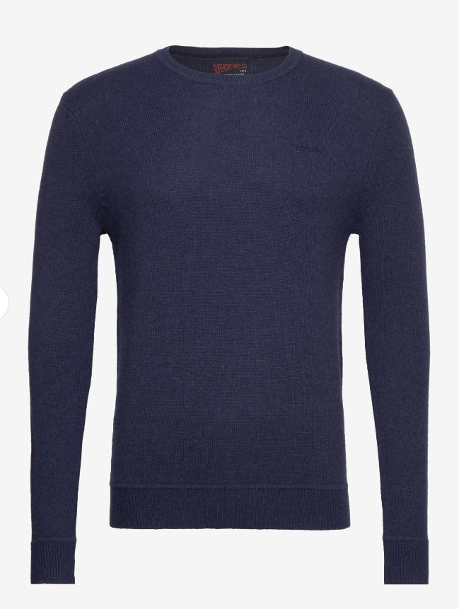 Superdry Essential Slim Fit Crew Jumper - Bright Blue Marl