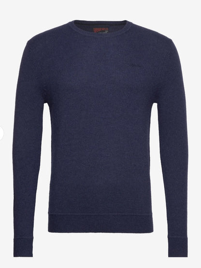 Superdry Essential Slim Fit Crew Jumper - Bright Blue Marl